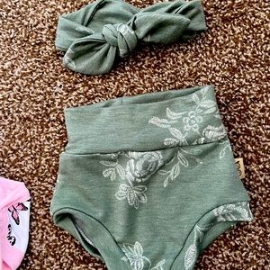 Shorts and headband- green floral- dudis design